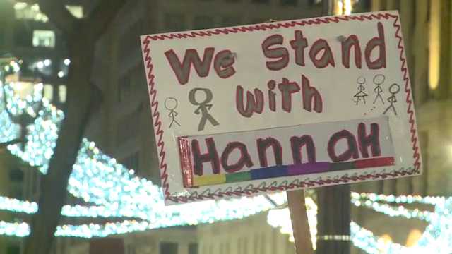 Protestors gather outside courthouse to show support for Judge Dugan