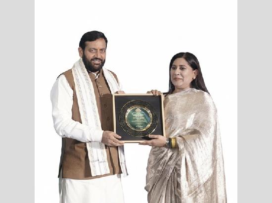Haryana CM Saini felicitates Dr Monica B Sood