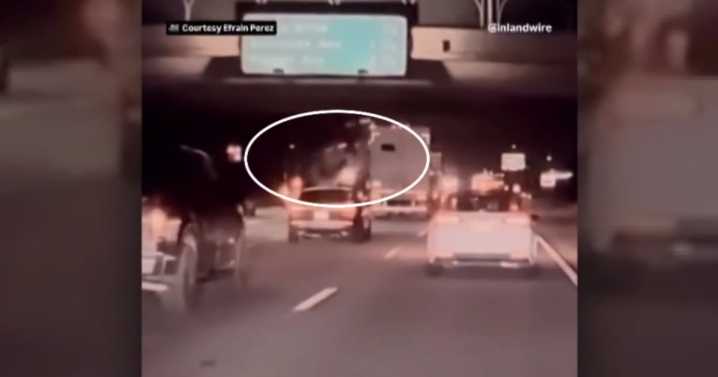 Wild video shows truck launching off overpass in Rialto before crashing onto 210 Freeway