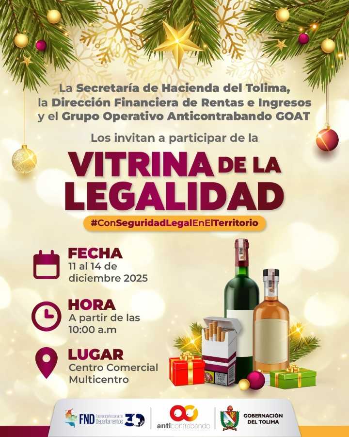 El Tolima refuerza la lucha contra el contrabando con la Vitrina de la Legalidad en Ibagué