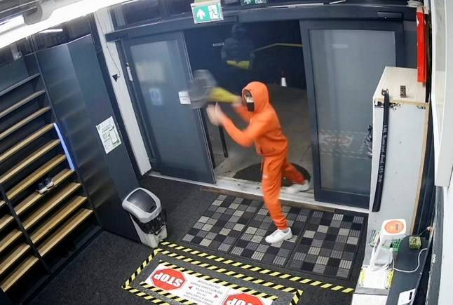 Police hunt masked youths who smashed mosque window with traffic cone