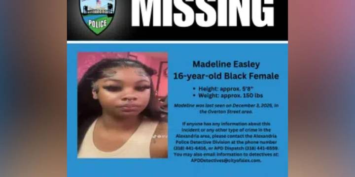 Search for missing Alexandria teen