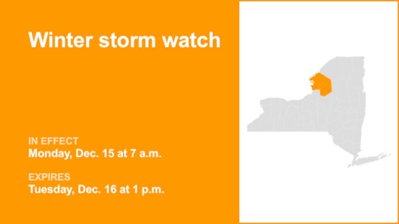 Winter storm watch in place for Jefferson and Lewis counties for Monday and Tuesday