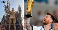 India levantó una estatua gigante para recibir a Messi en su visita al país