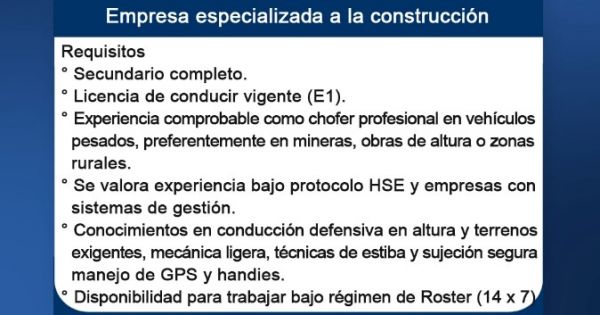 Oferta laboral en Salta: buscan chofer de semi remolque para empresa de construcción