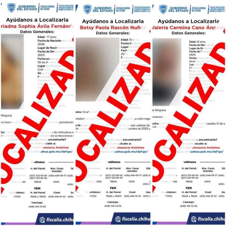 Localiza FEM a tres adolescentes que contaban con reporte de ausencia en Chihuahua