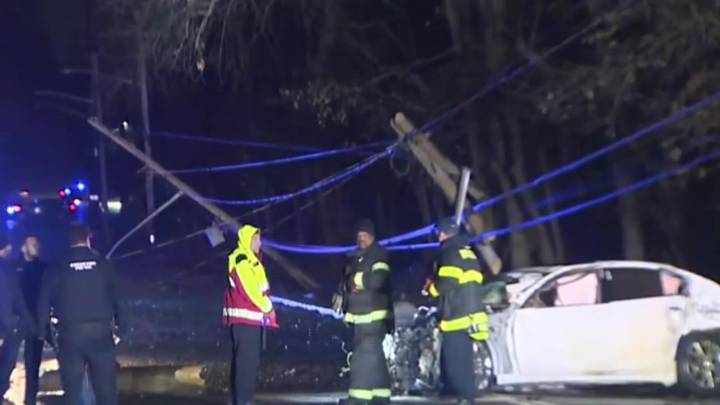 Driver thrown from car, seriously injured in Brockton crash that downed utility poles and knocked out power