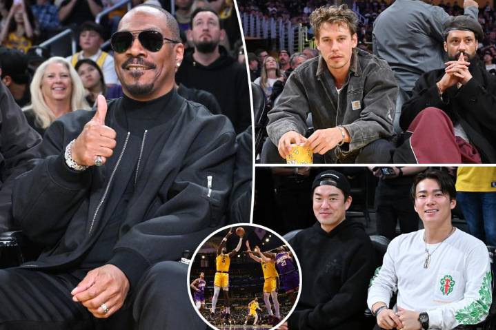 Eddie Murphy, Austin Butler, celebs flock to see Lakers