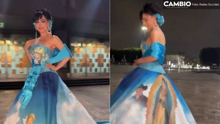 Maribel Guardia sorprende con vestido que lleva el rostro de su hijo en las mañanitas a la Virgen de Guadalupe