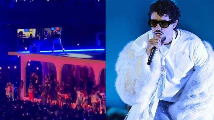 Bad Bunny slips and falls onstage in Mexico and carries on like nothing happened
