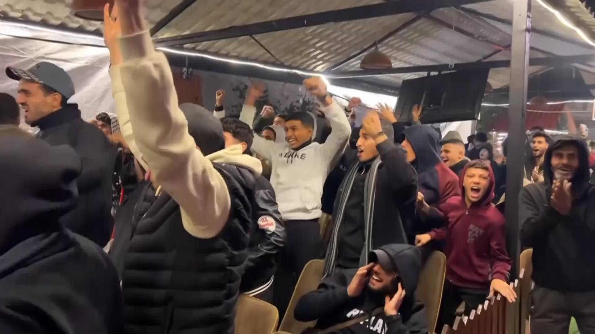 Soccer fans in Gaza Strip gather to watch Palestinian team play Saudi Arabia in Arab Cup Qatar 2025