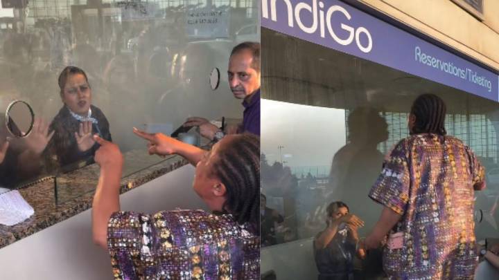WATCH | Woman climbs IndiGo counter at Mumbai airport amid flight cancellations