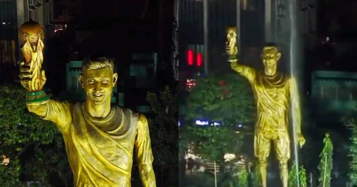 Así es la gigantesca estatua de Messi, del tamaño de un edificio, que se inaugurará en India: la llaman “la estatua más alta del mundo”