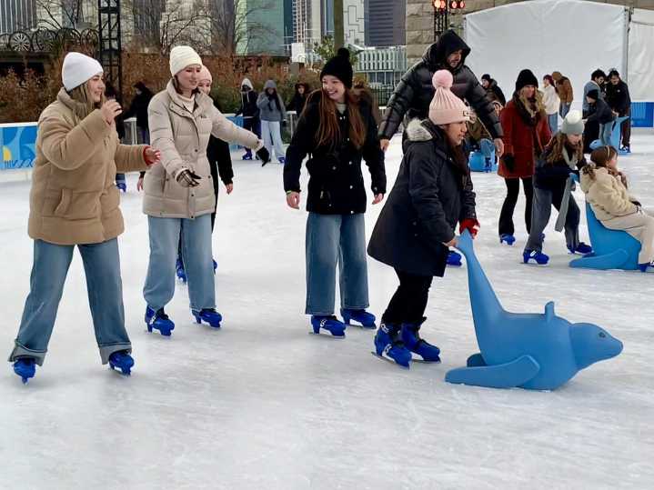 Ice skating in full swing at Roebling Rink in DUMBO