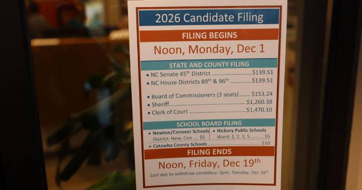 Catawba County 2026 elections filings opened Monday. Sheriff, clerk of court up for election