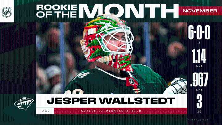 Wallstedt named NHL Rookie of the Month for November