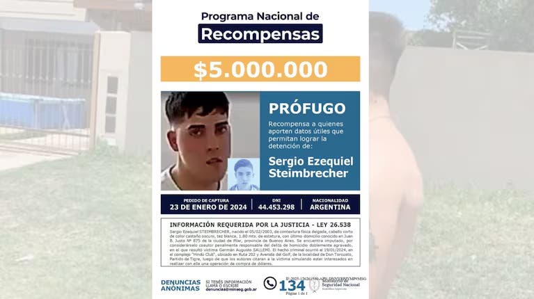 Ofrecen una recompensa de $ 5 millones para capturar a un joven acusado del crimen de un empresario en Tigre