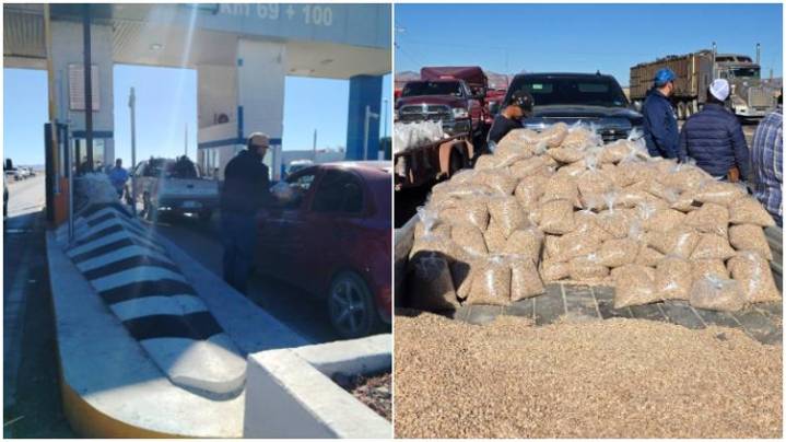 Venden productores frijol y dejan paso libre en caseta Cuauhtémoc