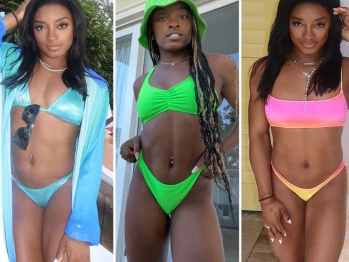 Olympic star Simone Biles flaunts boob job on social media