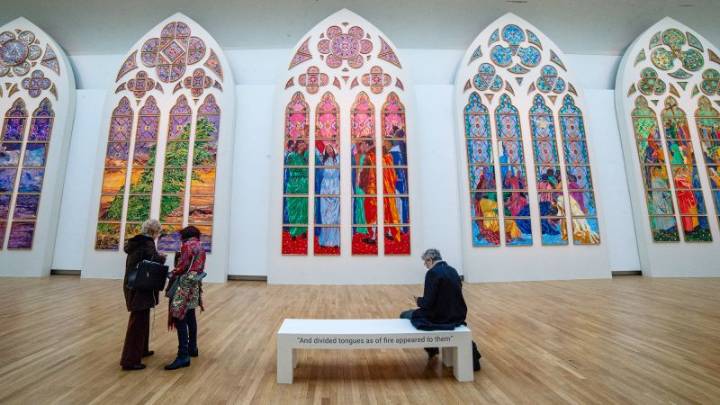 Despite controversy, designs for Notre Dame’s new windows go on display in Paris