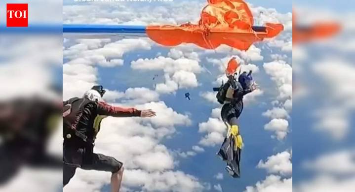 Skydiver left hanging from plane tail; video shows dramatic escape