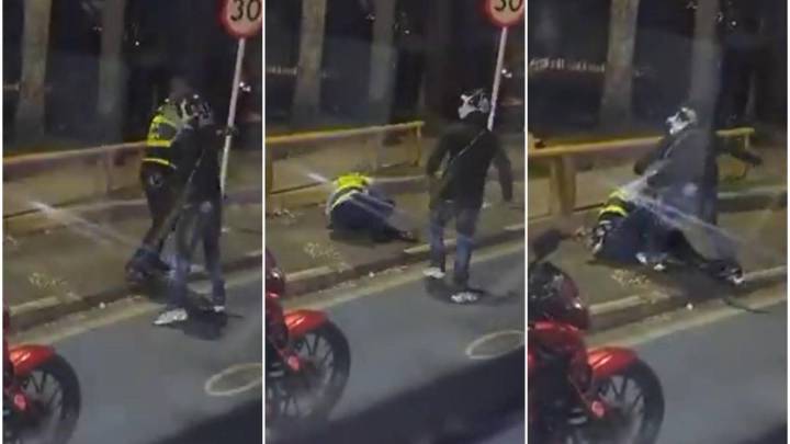 Video | Motociclista atacó brutalmente a agente de tránsito en un puesto de control en Cali