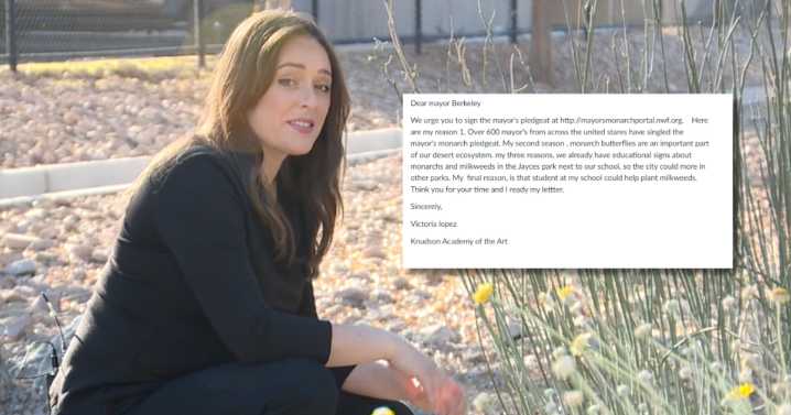 Local middle school students get Las Vegas Mayor to sign butterfly pledge