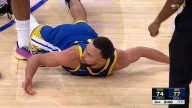 Stunned Steph Curry called for foul despite being thrown down