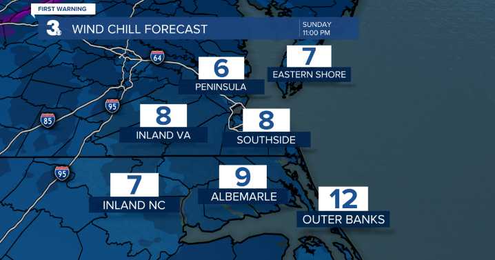 First Warning Forecast: Icy blast ahead, single digit wind chill values