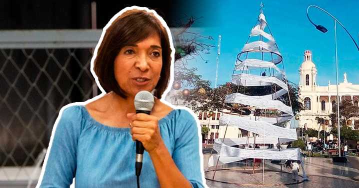 Alcaldesa de Chiclayo afirma que árbol navideño "está bonito", pese a críticas por su aspecto y falta de luces