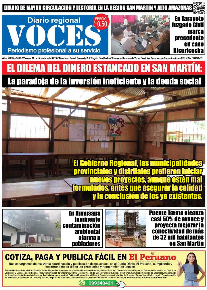 Portada, viernes 12 de diciembre 2025