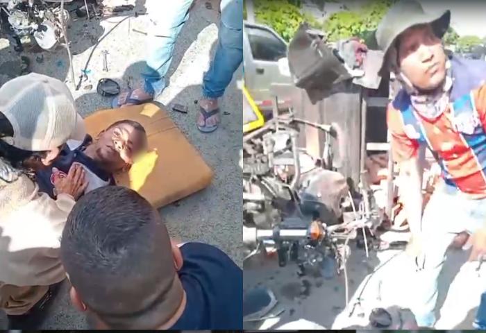 Choque de motocarro y planta eléctrica industrial dejó un herido