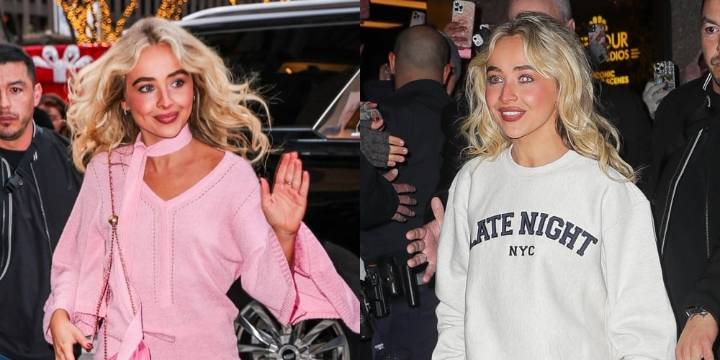Sabrina Carpenter Arrives for ‘Meyers’ Taping in Cute Pink Dress, Leaves in ‘Late Night’ Sweatshirt | Sabrina Carpenter