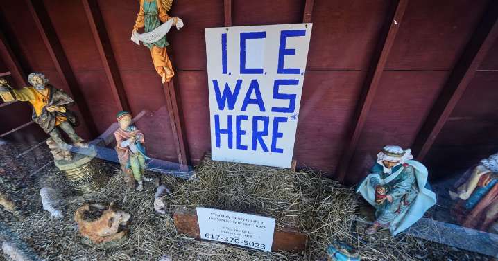 Church Nativity scenes add zip ties, gas masks and ICE to protest immigration raids