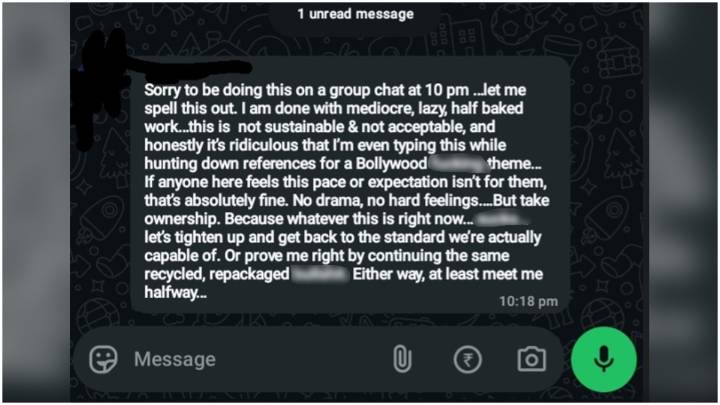 Employee asks Reddit if boss's harsh WhatsApp rant at 10 pm is acceptable tone