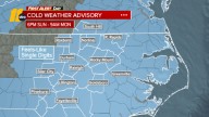 Cold Weather Advisory in effect for Central NC Sunday night