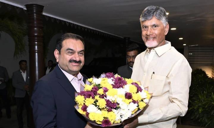 Andhra CM reviews infra projects with Adani