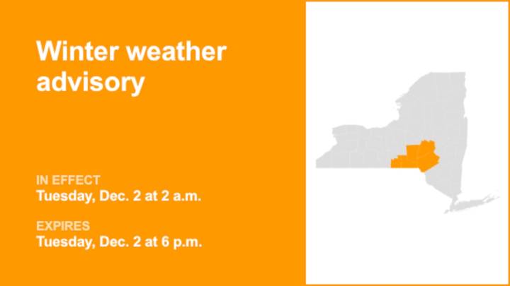 NY weather: Winter weather advisory issued for part of New York for Tuesday