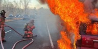 Car catches on fire on Route 15 in Orange, officials say