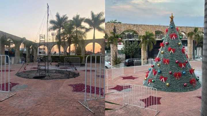 Tehuixtla amanece sin árbol navideño tras incendio nocturno