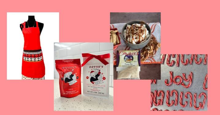 African print aprons, jumbo candy canes and more Southern