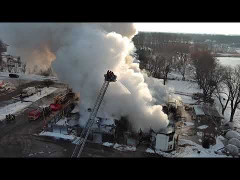 WATCH: Drone footage of massive fire at Muskego brewhouse