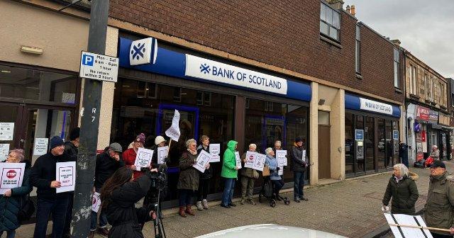 Larkhall residents protest closure of community's last remaining bank branch