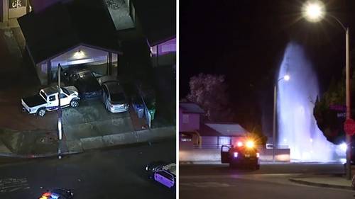 Pickup truck slams into fire hydrant, parked cars after chase with LASD deputies ends in Palmdale