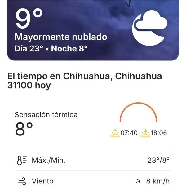 Amanece cielo nublado y a 9 grados