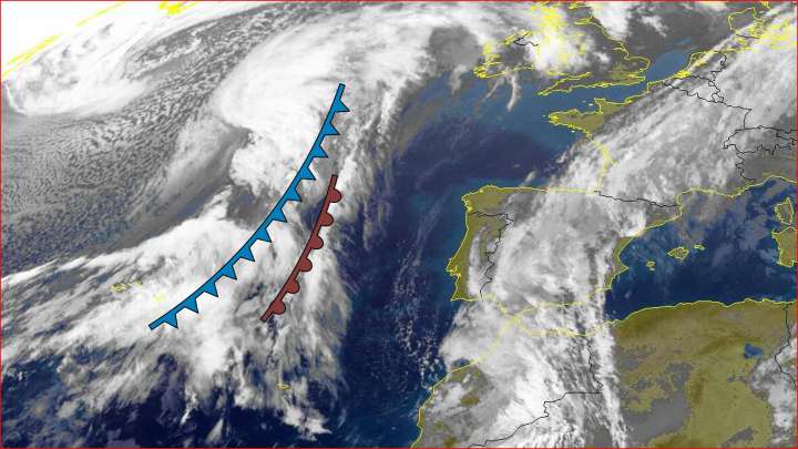 Na tardiña, entra unha fronte estacionaria sobre Galicia