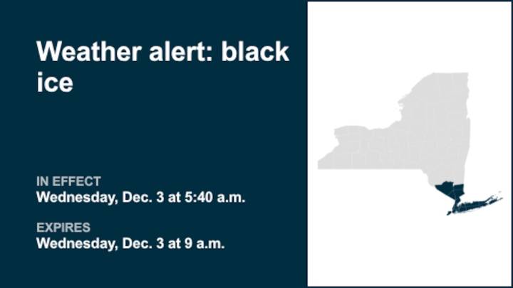 NY weather: Look for black ice in part of New York until Wednesday morning