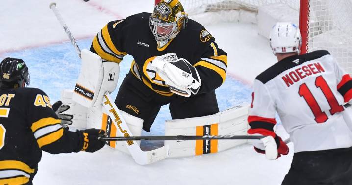 Morgan Geekie scores 22nd goal and Jeremy Swayman stops 29 shots as Bruins beat Devils 4