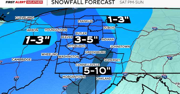Map shows how much snow the Pittsburgh area could get this weekend with winter storm warning issued