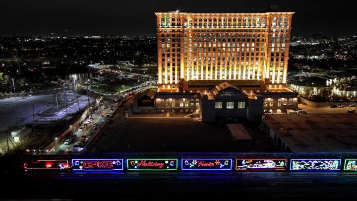 CPKC holiday train at Michigan Central Station